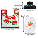 3 Piezas / Conjunto Christmas Navidad Santa Cubierta de Asiento de Inodoro Alfombra de Baño Antideslizante Decoración Navideña Para Hogar