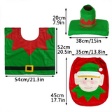 3 Piezas / Conjunto Christmas Navidad Santa Cubierta de Asiento de Inodoro Alfombra de Baño Antideslizante Decoración Navideña Para Hogar