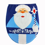 3 Piezas / Conjunto Christmas Navidad Santa Cubierta de Asiento de Inodoro Alfombra de Baño Antideslizante Decoración Navideña Para Hogar