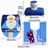 3 Piezas / Conjunto Christmas Navidad Santa Cubierta de Asiento de Inodoro Alfombra de Baño Antideslizante Decoración Navideña Para Hogar