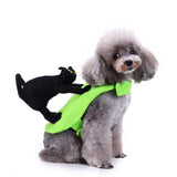 Mascota verde divertido Halloween Carnaval Disfraz De vuelta con un Gato