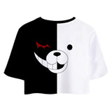 Danganronpa Monokuma Cosplay Top y Pantalones Cortos Ropa Casual de Verano 2 Piezas para Femenino