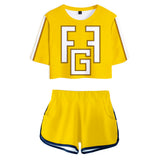 My Hero Academia Top y Pantalones Cortos FATGUM Toyoura Taishirou Cosplay Ropa Casual de 2 Piezas para Femenino