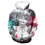 Re:Life in a different world from zero 3D Impreso Sudadera con Capucha Sudadera de Anime Japonés Unisex