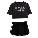 Haikyuu!! Karasuno Club de Voleibol Escuela Secundaria Cosplay Top y Pantalones Ropa de Verano 2 Piezas para Femenino