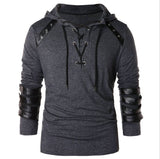 Halloween Carnaval Masculino Gótica Steampunk Sudadera con capucha  con correas de cuero